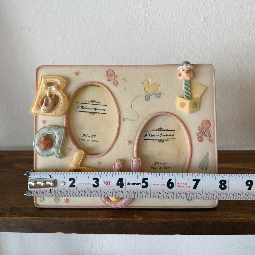 3pc Lot A Richesco Corp Baby Photo Frame Set 3D Resin Pastel Nursery Decor